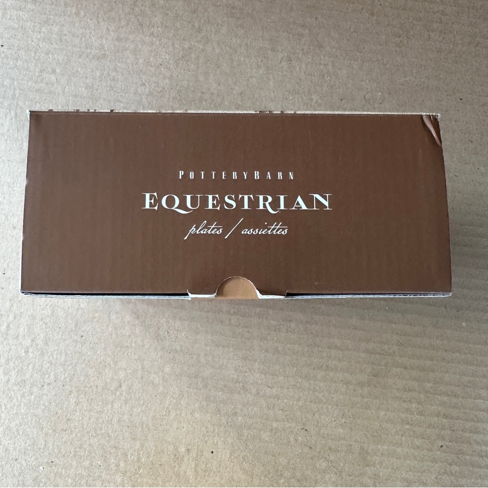 NEW Pottery Barn 6" cocktail plates, "Horse Cocktail." Equestrian. 4/box. - Picture 2 of 9